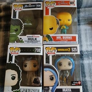 Funko Pop! Figures - Hulk, Mr. Burns, Ripley, Maya